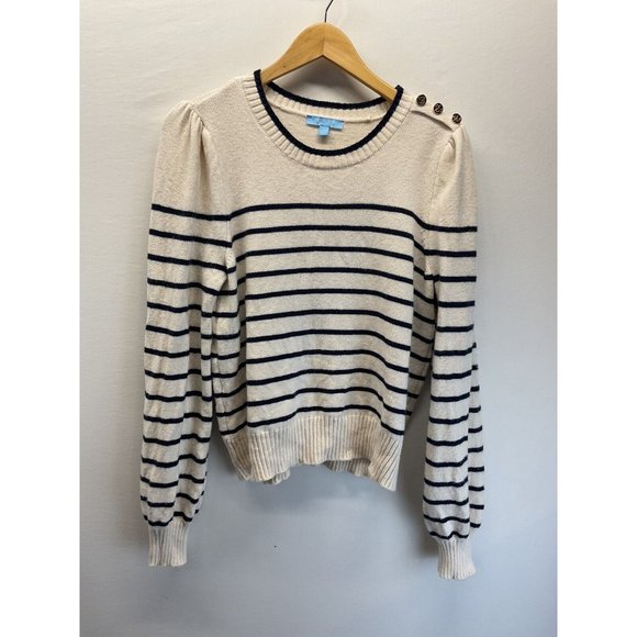 Draper James Sweaters - Draper James RSVP Button/ puffed sleeve Striped sweater French, Nautical LARGE